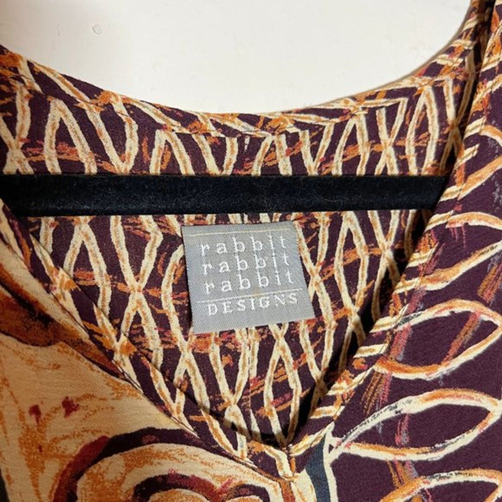 Vintage Rabbit Rabbit Rabbit Brown/Tan Layered Lightweight Maxidress‎ - Picture 4 of 7